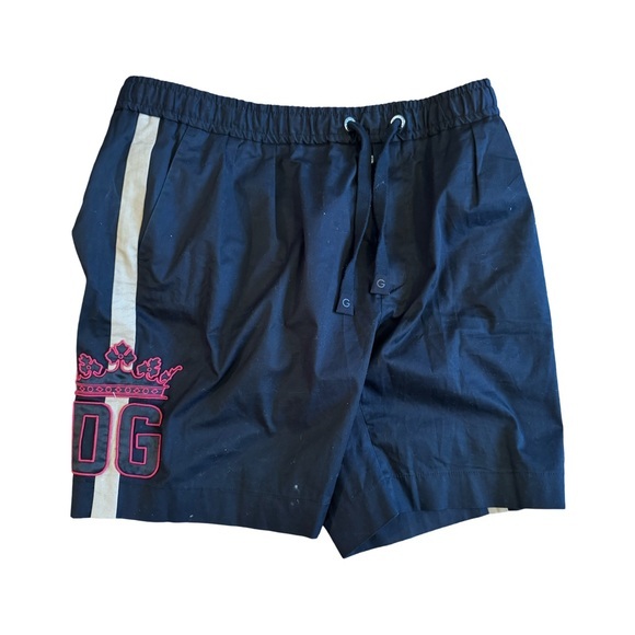 DOLCE & GABBANA DG Crown Logo Cotton Bermuda Sweatshorts Black Sz XL